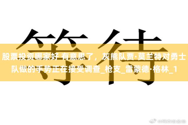 股票投资哪家好 有意思了，灰熊队贾·莫兰特对勇士队做的手势正在接受调查_枪支_雷蒙德·格林_1