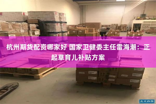 杭州期货配资哪家好 国家卫健委主任雷海潮：正起草育儿补贴方案