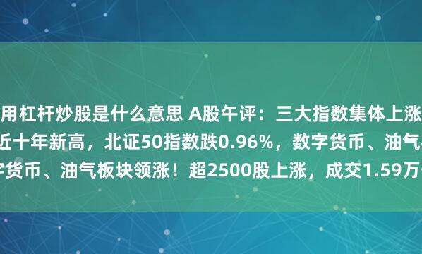 用杠杆炒股是什么意思 A股午评:三大指数集体上涨,沪指涨0.35%续刷近十年新高,北证50指数跌0.96%,数字货币、油气板块领涨!超2500股上涨,成交1.59万亿放量562亿